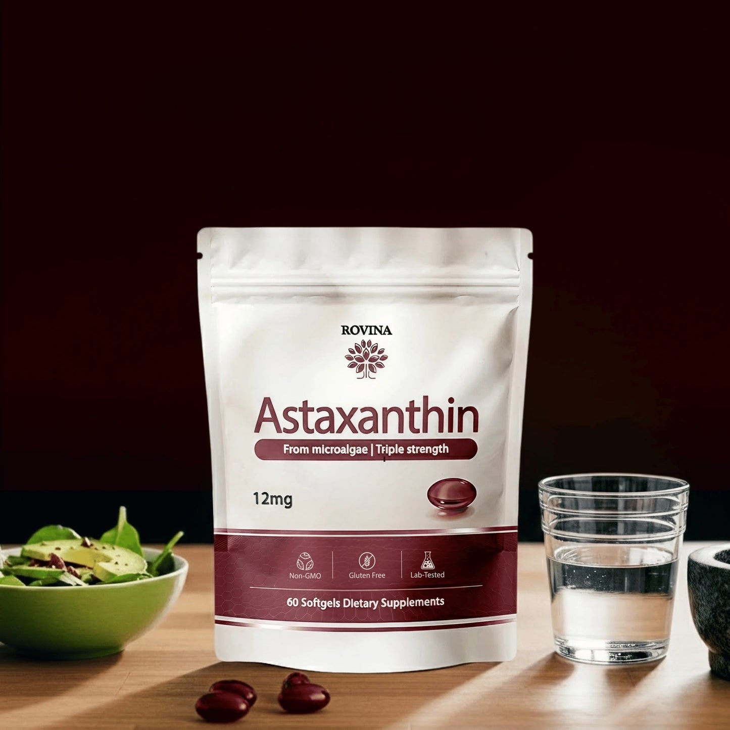 Astaxanthin 12mg Softgels, Triple Strength Antioxidant, 60 Ct | Triple Strength Antioxidant from Microalgae; supports eye, skin, immune & joint health; Non-GMO, Gluten Free, 60 ct