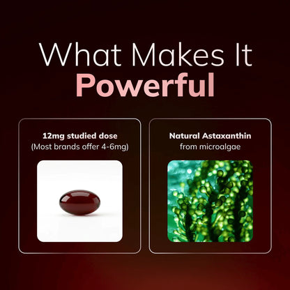 Astaxanthin 12mg Softgels, Triple Strength Antioxidant, 60 Ct | Triple Strength Antioxidant from Microalgae; supports eye, skin, immune & joint health; Non-GMO, Gluten Free, 60 ct